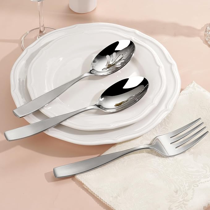 40-Piece 18/10 Heavy Flatware Set for 8, Thick Handle Forged Stainless Steel Silverware, Dishwasher Safe, Ideal for New Home Essentials Gift