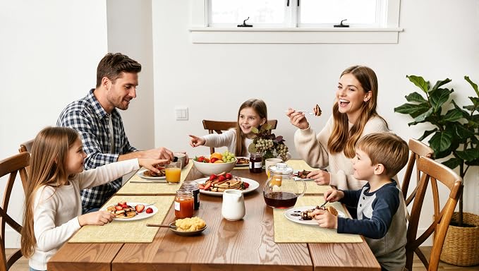 Faux Cotton Linen Placemats Set of 8, Cloth Washable Farmhouse Dining Table Mats for Indoors & Outdoors, Easy to Clean, Lemon Yellow, 13 x 19 Inch