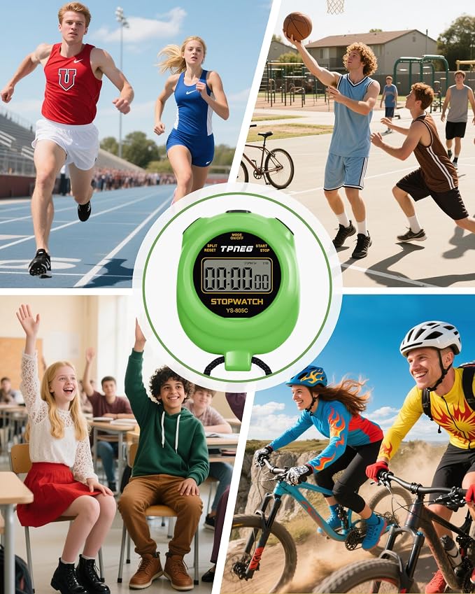TPNEG Simple Stopwatch Timer - Easy to Use, Set Up, Read, and Carry - Large Display - On/Off, AAA Battery - Ideal for Coaches, Track and Field, Soccer Referees, Sports, Classroom