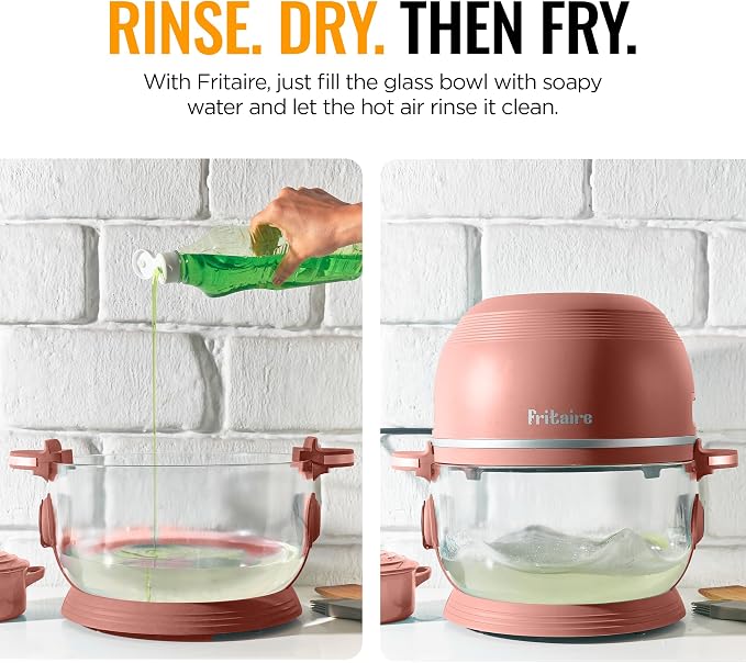 Non Toxic Air Fryer™ Pro | 9-in-1 Glass Air Fryer | Self-Cleaning | 5 Quart | Rotisserie and Tumbler | 400F Vortex For Even Cooking, BPA-Free Teflon Free, Recrisp, Roast, Bake, Mauve Rose