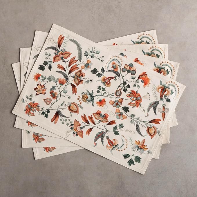 Maison d' Hermine Placemats Set of 4 Reusable 100% Cotton (13"x19") | Cloth Place Mats Washable Table Mats for Kitchen Dining Party Wedding Hotel Home Thanksgiving Christmas - Dalida