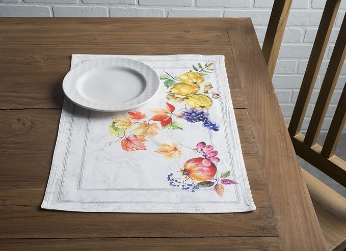 Maison d' Hermine Placemats Set of 4 Reusable 100% Cotton (13"x19") | Cloth Place Mats Washable Table Mats for Kitchen Dining Party Wedding Hotel Home Thanksgiving Christmas - Fruit D'Hiver