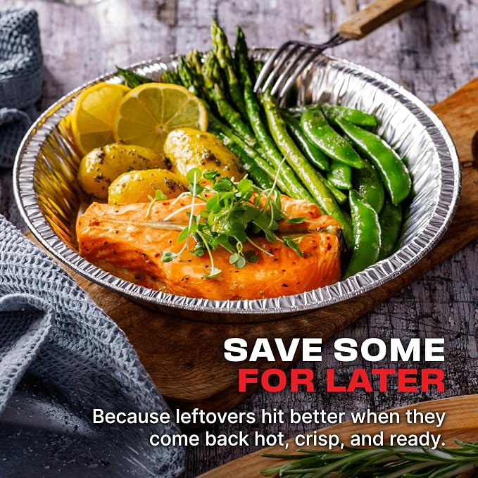 NoCry Premium Disposable Pie Pans 9 Inch (50 Pack) — Foil Aluminum Tins with Curl Lip for Baking Delicious Tarts or Crispy Pastry Crusts — Lightweight Yet Sturdy — Even Heat Distribution