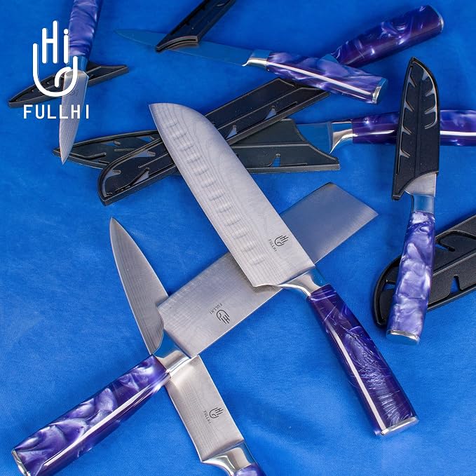 FULLHI Knife Set, 14pcs Japanese Knives Set, Multiple Colour Premium German Stainless Steel Chef Knife Set