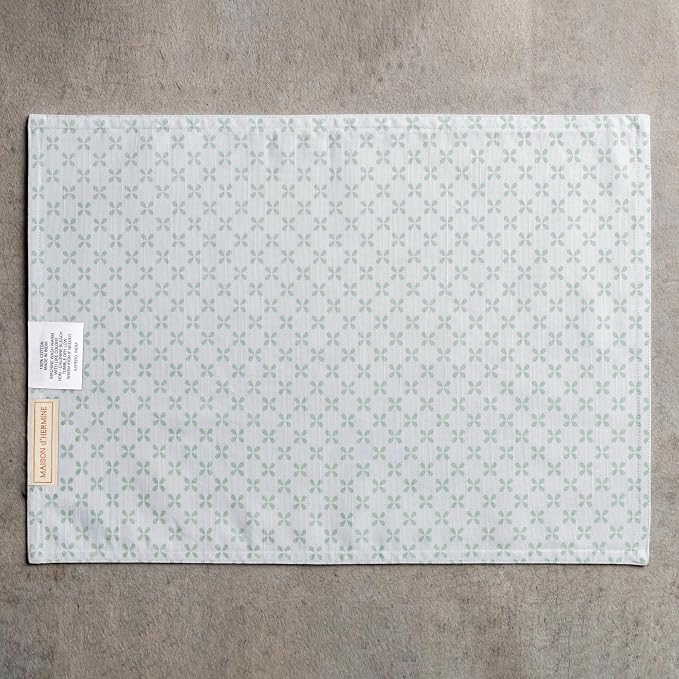 Maison d' Hermine Placemats Set of 4 Reusable 100% Cotton (13"x19") | Cloth Place Mats Washable Table Mats for Kitchen Dining Party Wedding Hotel Home Restaurant Spring Summer - Printemps