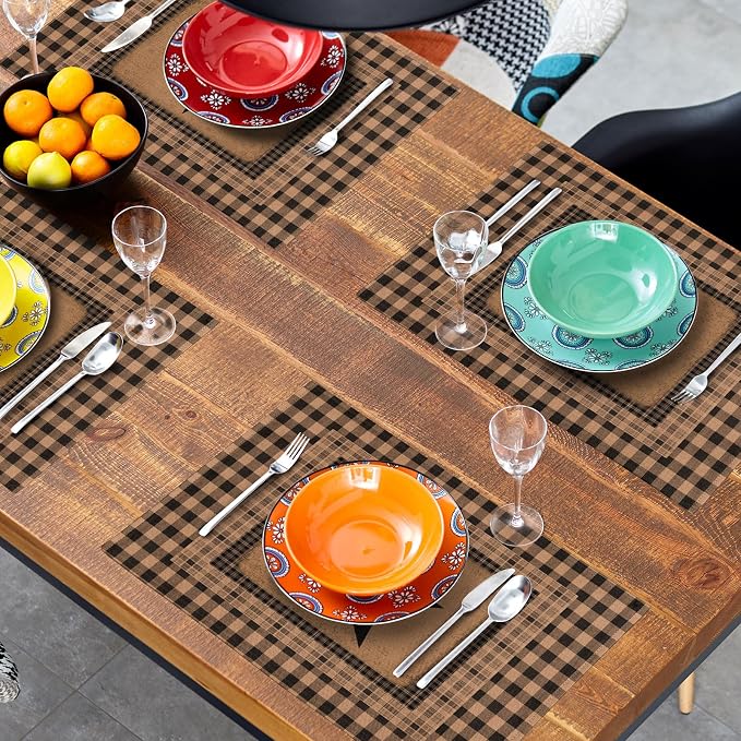 Western Star Placemats Set of 4 ,Texas Themed Primitive Table Mats Vintage Farmhouse Classic Washable Heat Resistant Linen Fabric Rectangle Place Mat 12 x 18 Inch for Indoor Outdoor Home Decor