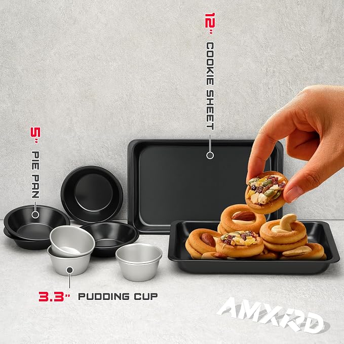 5 inch Mini Pie Pans, 8-Piece Small Round Cake Pan, Reusable Nonstick Carbon Steel Pie Tins for Oven and Instant Pot Baking | Reusable Nonstick Round Carbon Steel Pie Tins, Perfect for Oven and Instant Pot Baking, Reusable, Durable, Easy to Clean
