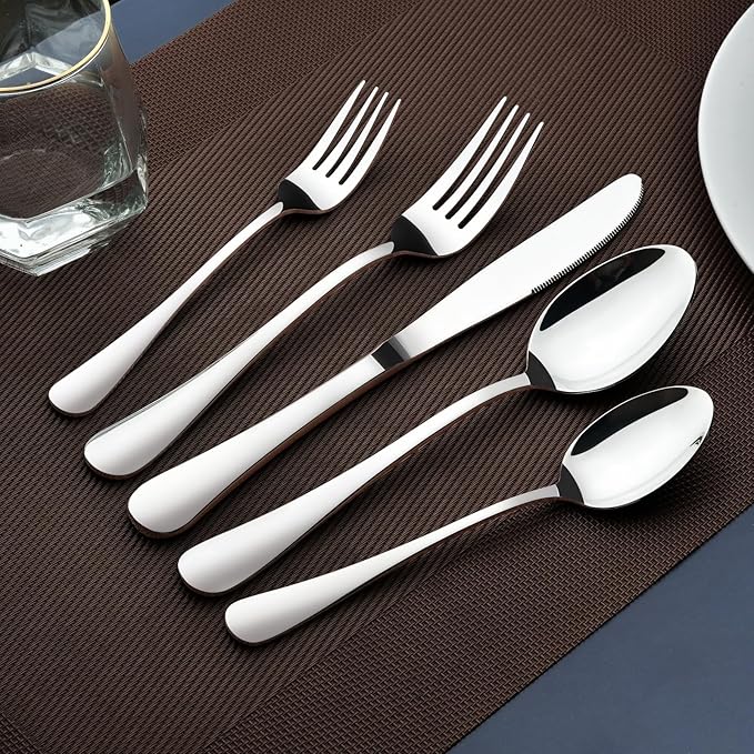 Silverware Set for 12,60 Piece Stainless Steel Flatware Utensil Cutlery Set | Heavy Duty Steak Knife Fork and Spoon, Dishwasher Safe, Gift Package for Wedding Housewarming