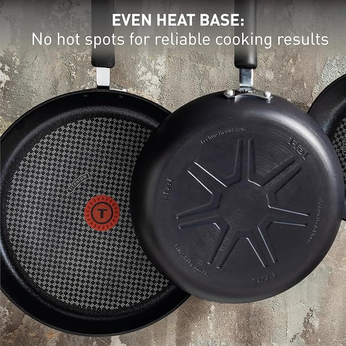 T-fal Ultimate Hard Anodized Nonstick Pots and Pans Set, 14-Piece, Onyx | Titanium nonstick coating, Thermo-Spot heat indicator, Oven safe to 400°F, Dishwasher safe, All stovetops except induction