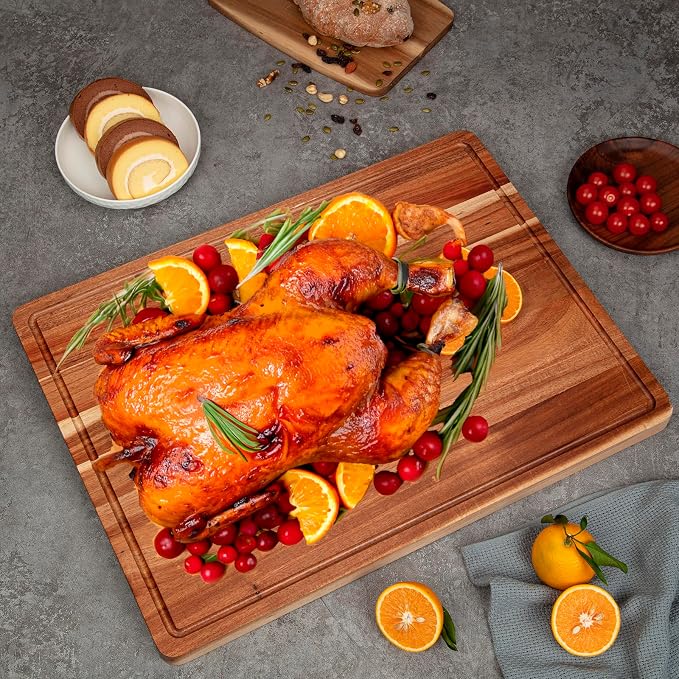 GAOMON 24 x 18 In Acacia Cutting Boardfor Kitchen, XXL Extra Large Charcuterie Cheese Platter Serving Tray, Food Prep and Serving Boards, Chopping Boards for Meal Vegetables and Cheese