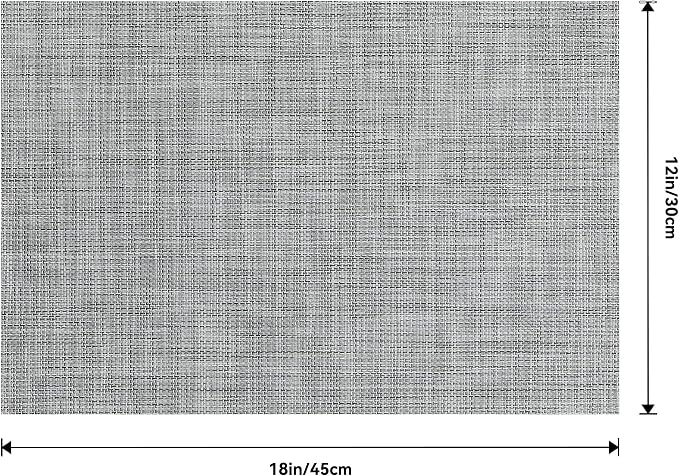 Leetaltree Linen Grey Placemats Set of 8 - Heat Resistant Non-Slip Place mats for Dining Table, Washable Durable PVC Vinyl Woven Table Mats(Linen Grey, 8)
