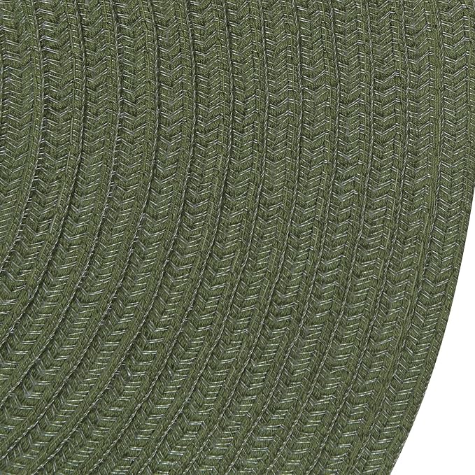 SHACOS Round Placemats Set of 12 Washable 15 inch Round Table Mats Cotton Polyester Woven Braided Place Mats for Dining Table Wedding Party Decor (Olive Green, 12)