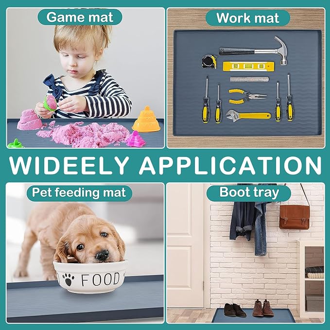 URMONA Waterproof Silicone Under Sink Mat 40'' x 22'' Shelf Liner for Kitchen and Bathroom, Cabinet and Counter Protector, Storage and Organizers, Litter Mat, Pet Cat Puppy Essentials(Green)