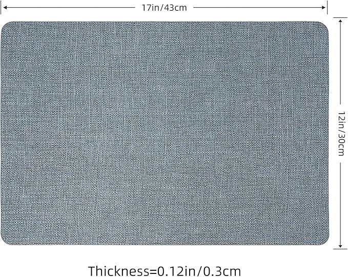 Faux Leather Placemats Set of 6, Wipeable Waterproof Stain Resistant Table Mats, Heat Resistant Thick Placemats with Hand-Painted Edges for Kitchen Dining, Imitative Linen Texture, Various Shapes