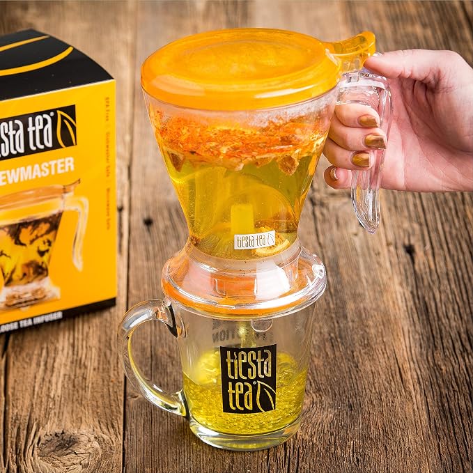 Tiesta Tea Brewmaster Infuser, Large Strainer for Loose Leaf Tea | Fine Mesh Bottom Dispensing, Microwave & Dishwasher Safe, Reusable Steeper, Loose Leaf Holder, 16 Oz
