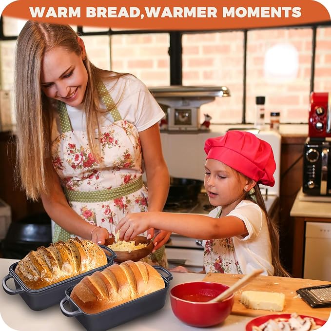 Pre-Seasoned Cast Iron Loaf Pan with Lid, 9x5 Sourdough Pan | Heavy-Duty Cast Iron Loaf Pan with Lid for Sourdough Bread, 9x5 Inch Baking Pan, 2-In-1 Design, Even Heat Distribution, Black