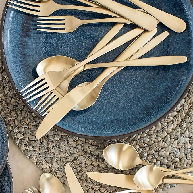 Cambridge Silversmiths Averie Champagne Satin 20-Piece Flatware Set, Service for 4