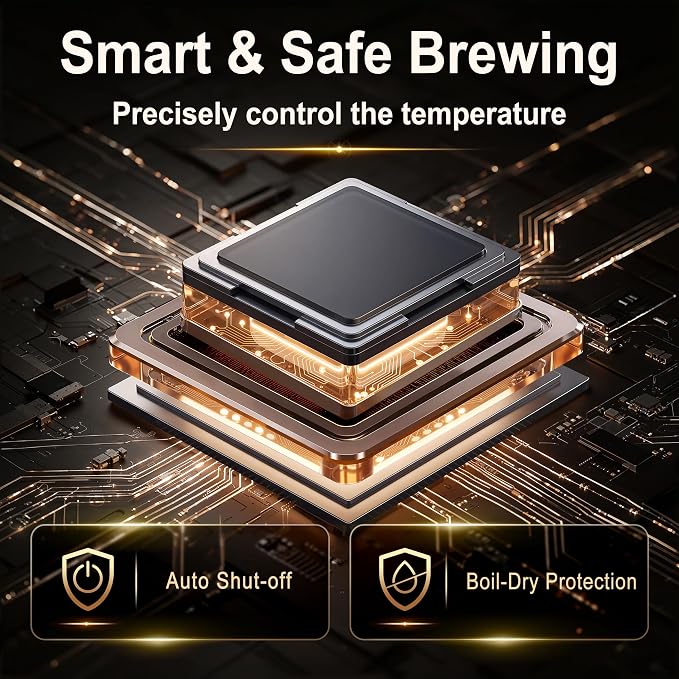 TOPWIT 1.6L Smart Glass Electric Kettle with Temperature Control ±9℉ | Removable Stainless Steel Tea Infuser, Digital Touchscreen, 12 Hours Keep Warm, Auto Shut-Off, Ideal For Family Use, Grey