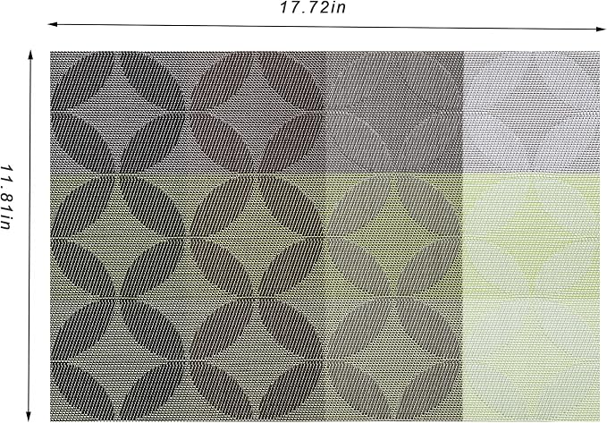 Placemats Set of 4 Washable Indoor(O-Petal Pattern - Green Color Scheme) | Outdoor Vinyl Place Mats for Dining Table Durable Non-Slip Heat Resistant PVC Weave Table Mats