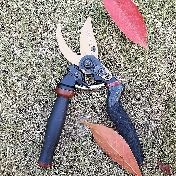 gonicc 8.5" Professional Rotating Bypass Titanium Pruning Shears(GPPS-1014) | Secateurs, Scissors, Pruners with Heavy Duty SK5 Blade. Soft Cushion Grip Handle for Everyone.