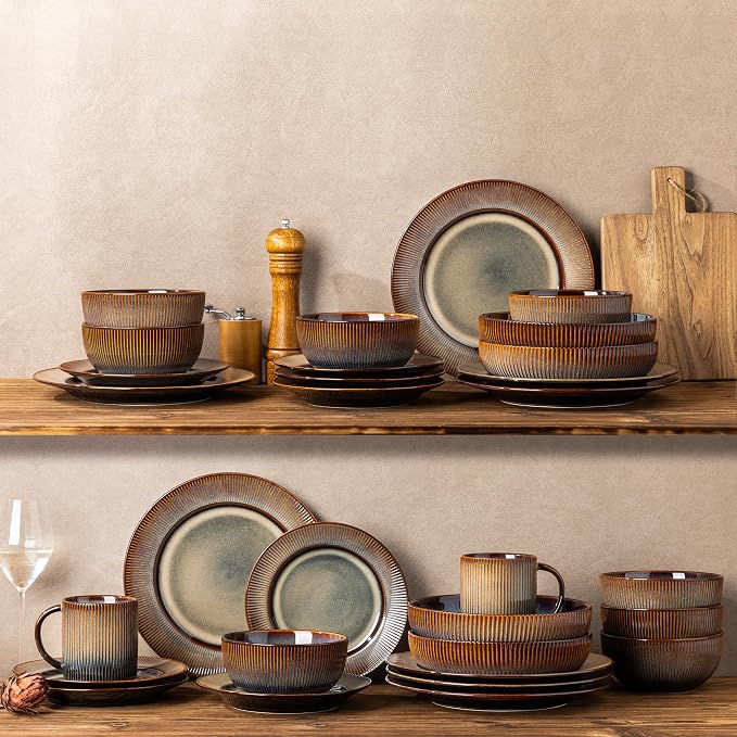 8.5" Ceramic Pasta Bowls Set of 4, Salad Bowls | Versatile Serving Bowls for Pasta, Salad, Fruit & Noodles, Housewarming & Wedding Gift, Cocoa Mocha