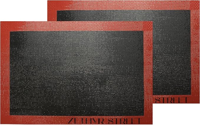 Perforated Silicone Baking Mats - Eclair Mat, Full Sheet 15x23in, Pack of 2 | Eclair Silicone Baking Mat, Nonstick Reusable Breathable Air Mat, Heat Resistant, For Pizza, Pastry, Pie Crust, Sugar Cookie