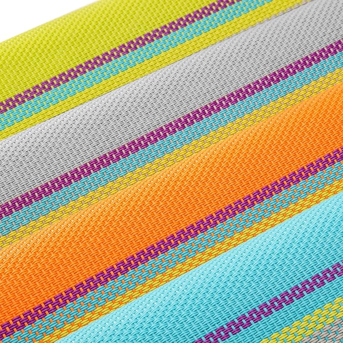 SHACOS Placemats Set of 4 Colorful Woven Vinyl Place Mats for Dining Table Reversible PVC Heat Resistant Table Mats (4, Multicolor)