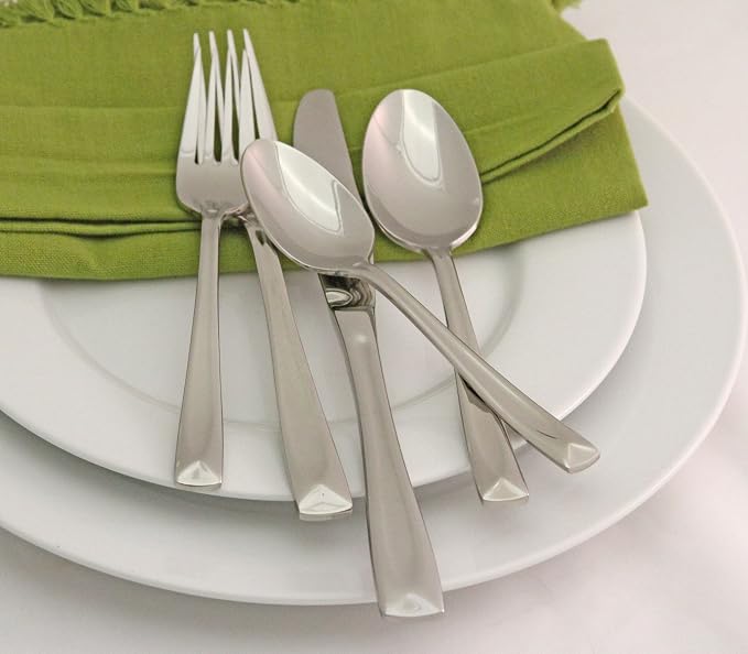 Oneida Lincoln 20 Piece Everyday Flatware, Service for 4, 18/0 Stainless Steel, Silverware Set, Dishwasher Safe, Silver (Pack of 3)