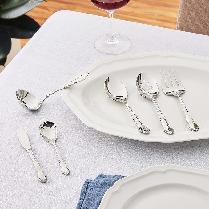 Oneida Dover 6-Piece Serving Set | mirror finish, dishwasher safe | heavy duty, cutlery set for kitchen and dining, serving utensil set