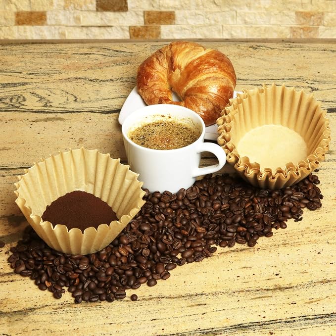 8-12 Cup Basket Coffee Filters (Natural Unbleached, 500) | Made in USA basket coffee filters, 8-12 cup size, natural unbleached paper, 500 count, for drip coffee makers