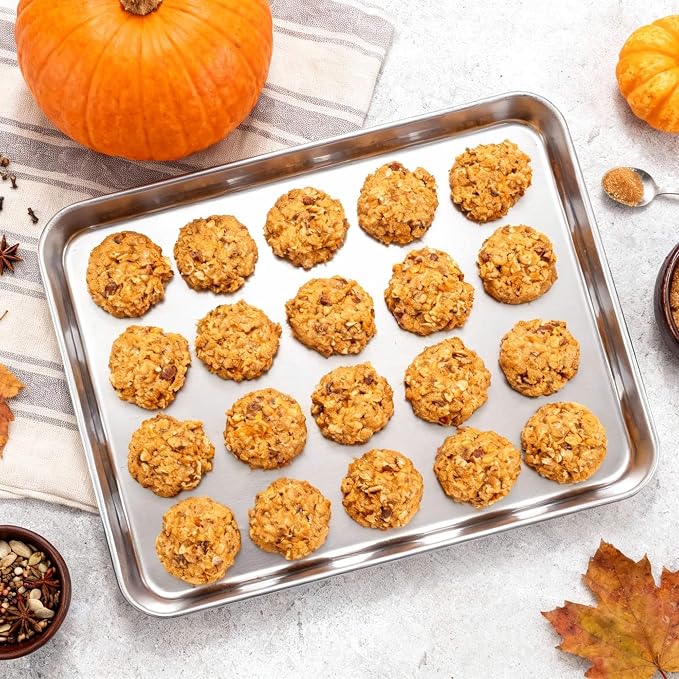 Onader 4 Pack Baking Sheet Pan, 20 x 14 Inch Stainless Steel Cookie Tray | Baking Trays for Oven, Large Roasting Pan Set, Food-Grade Half Sheet Cake Pans, Heat-Resistant Dishwasher Safe