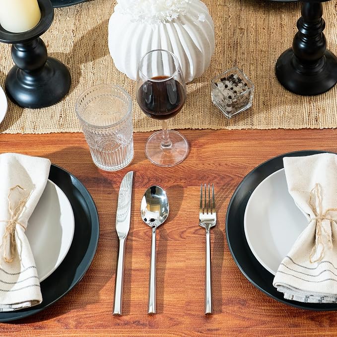 Alata Hexagon 20-Piece Forged Silverware Set Stainless Steel Flatware Set Cutlery Set,Service for 4,Mirror Finish,Dishwasher Safe
