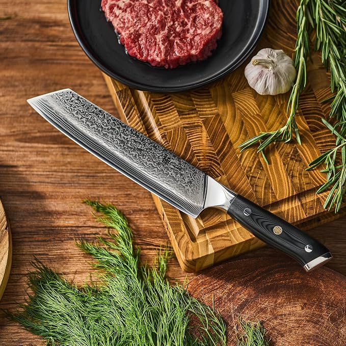 KYOKU Kiritsuke Chef Knife 8.5" - Shogun Series - Japanese Style VG10 Steel Core Forged Damascus Blade - with Sheath & Case