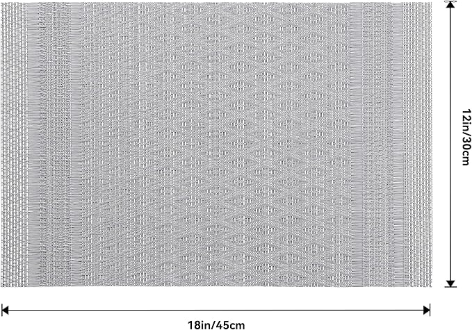 Leetaltree Lunar Grey Placemats Set of 12 - Heat Resistant Non-Slip Place mats for Dining Table, Washable Durable PVC Vinyl Woven Table Mats(Lunar Grey, 12)