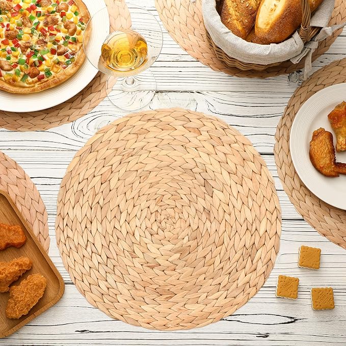 Sinmoe 100 Pcs Disposable Paper Placemats Bulk,Natural,Woven | Paper Charger Place Mat Party Charger Plates Table Place Mats for Dinner Wedding Birthday Baby Shower Spring Dining Tableware