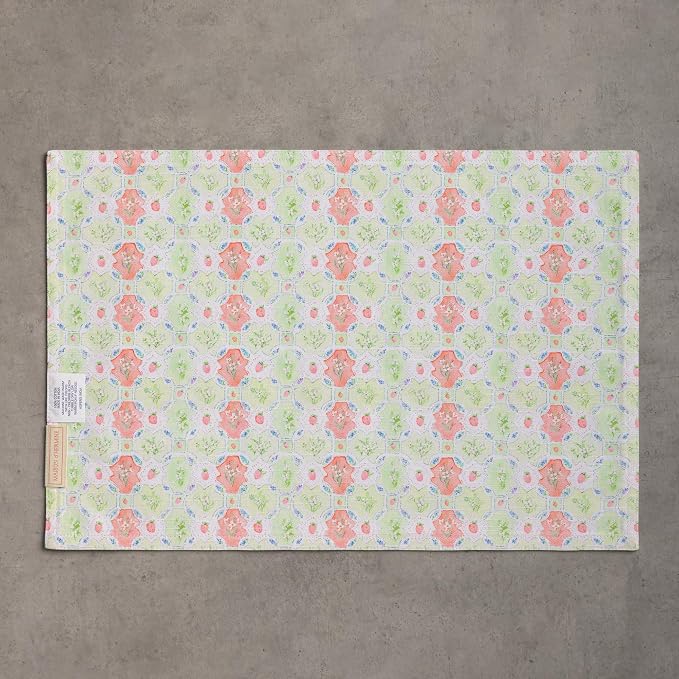 Maison d' Hermine Placemats Set of 4 Reusable 100% Cotton (13"x19") | Cloth Place Mats Washable Table Mats for Kitchen Dining Party Wedding Hotel Home Restaurant Spring Summer - Bunny Party