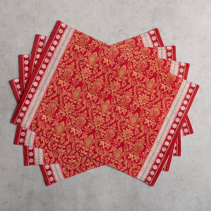 Maison d' Hermine Placemats Set of 4 Reusable 100% Cotton (13"x19") | Cloth Place Mats Washable Table Mats for Kitchen Dining Party Wedding Hotel Home Thanksgiving Christmas - Sofia