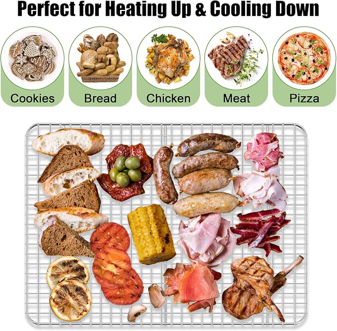 Homikit 2 Pack Cooling Racks, 16.5 x 11.5 Inch Stainless Steel Large Baking Rack Set for Cooking Roasting Grilling, Bacon Bread Pizza Oven Wire Racks Fit 18x13 Half Sheet, Heavy Duty & Dishwasher Safe