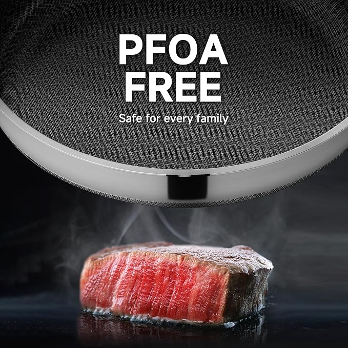 LOLYKITCH 7QT Deep Skillet with Lid&12'' Frying Pan Set | Detachable Handle | Ceramic Nonstick | Tri-Ply Stainless Steel | Saute Pan | PFOA Free | Induction | Dishwasher & Oven Safe