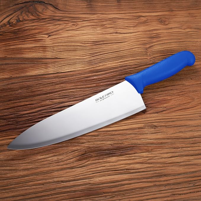 10" Professional Chef Knife, High Carbon Steel, Ergonomic (Blue) | 10" High Carbon Stainless Steel,Versatile wide-blade chef knife,Non-Slip Ergonomic Handle,Durable, Stain-Resistant & Sharp.