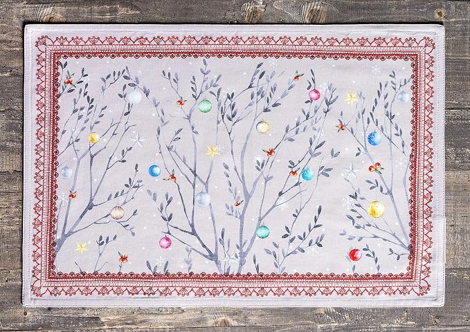 Maison d' Hermine Placemats Set of 4 Reusable 100% Cotton (13"x19") | Cloth Place Mats Washable Table Mats for Kitchen Dining Party Wedding Hotel Home Thanksgiving Christmas - Fairy Christmas