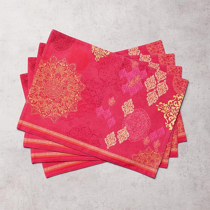 Maison d' Hermine Placemats Set of 4 Reusable 100% Cotton (13"x19") | Cloth Place Mats Washable Table Mats for Kitchen Dining Party Wedding Hotel Home Thanksgiving Christmas - Versailles