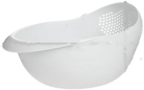 Rice Sieve Plastic Colander Kitchen Drain Basket with Handles Rice Bowl Strainer Strainer Basket Sink Drain Kitchen Tools (white)