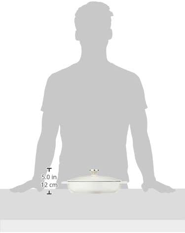 Lodge Essential Enamel Braiser - Refrigerator- & Oven-Safe up to 500° F - Heat-Retaining, Induction-Safe & PFAS-Free Enamel Cookware - 3.6 Quart, Oyster White