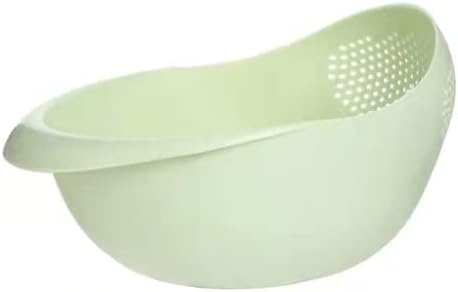 Rice Sieve Plastic Colander Kitchen Drain Basket with Handles Rice Bowl Strainer Strainer Basket Sink Drain Kitchen Tools (green)