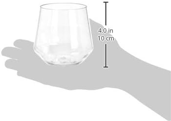 Amazon Basics Tritan Glasses, Dishwasher Safe, BPA-Free Plastic, Stemless Wine, Shatterproof, Looks Like Glass, 14-oz, Clear, Set of 4