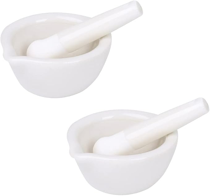 2.5inch Pills Crusher, Ceramics Spice Mill Grinder Set, Handheld Seasoning Mills Grinder,Porcelain Mortar And Pestle Tools Set Grinding Bowls, Set Of 2