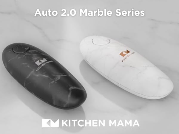 Kitchen Mama Auto 2.0 Electric Can Opener, Marble Black | Refined Blade, Automatic Hands Free, Smooth Edge, Food-Safe, Battery Operated