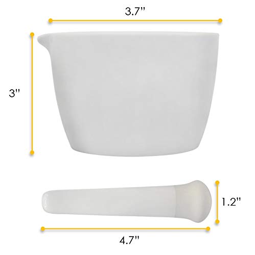 EISCO Porcelain Mortar & Pestle Set, 5oz (150ml) - Heavy Duty - Unglazed Grinding Surface - Excellent for Kitchen or Laboratory - Grinds Powdered Chemicals, Herbs, Spices, Pills - White
