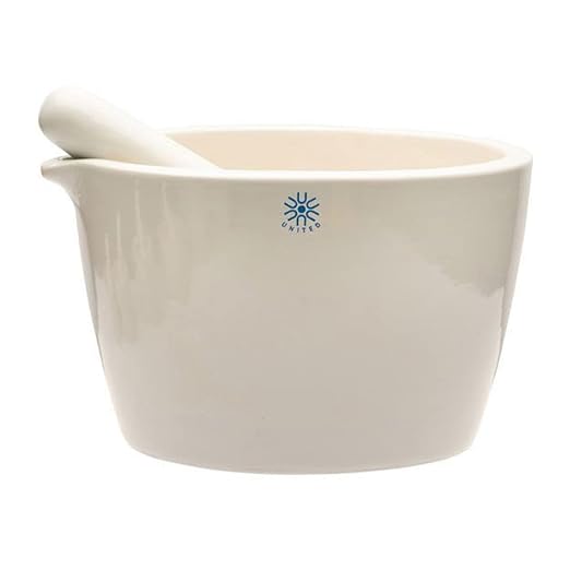 United Scientific™ Ceramic Mortar and Pestle Set - 1900mL Capacity, Deep Form with Pour Spout, Unglazed Grinding Bowl Surface for Kitchen or Lab Use - Herbs & Spices, Pill Crusher